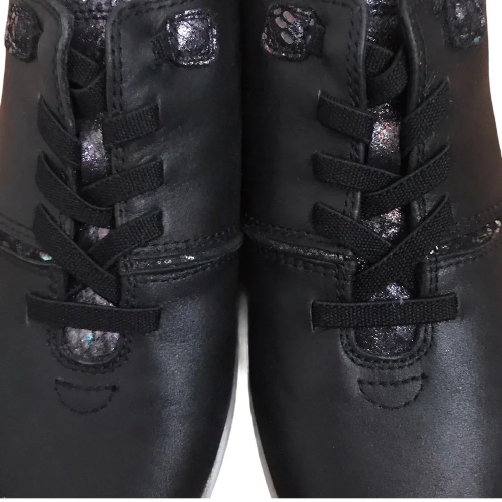 REVERE Women’s Crete Onyx Black Metallic Python Sneakers Shoe